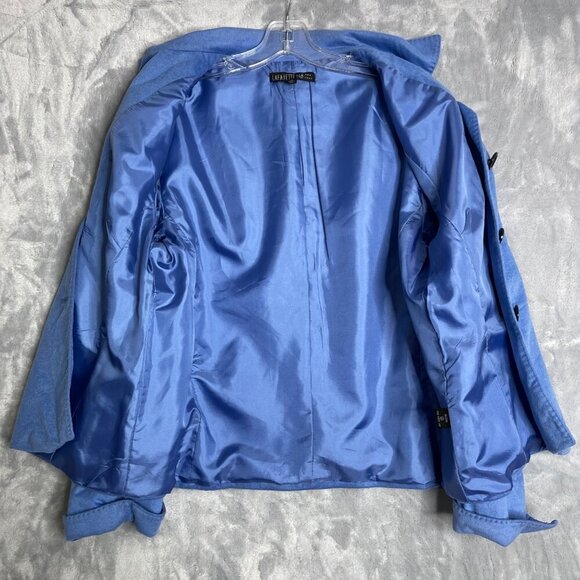 Lafayette 148 Loro Piana Wool Angora Blazer Jacket Women's 14 Blue 3 Button - Picture 3 of 14